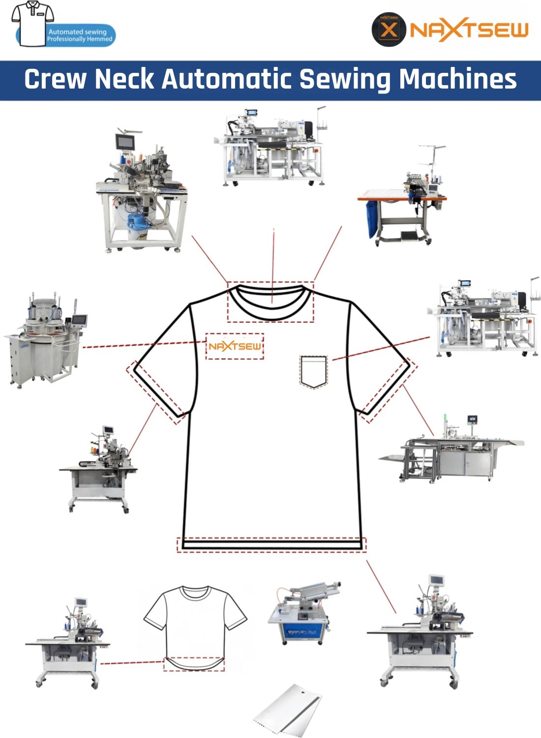 Crew Neck Shirt Automatic Sewing Machines